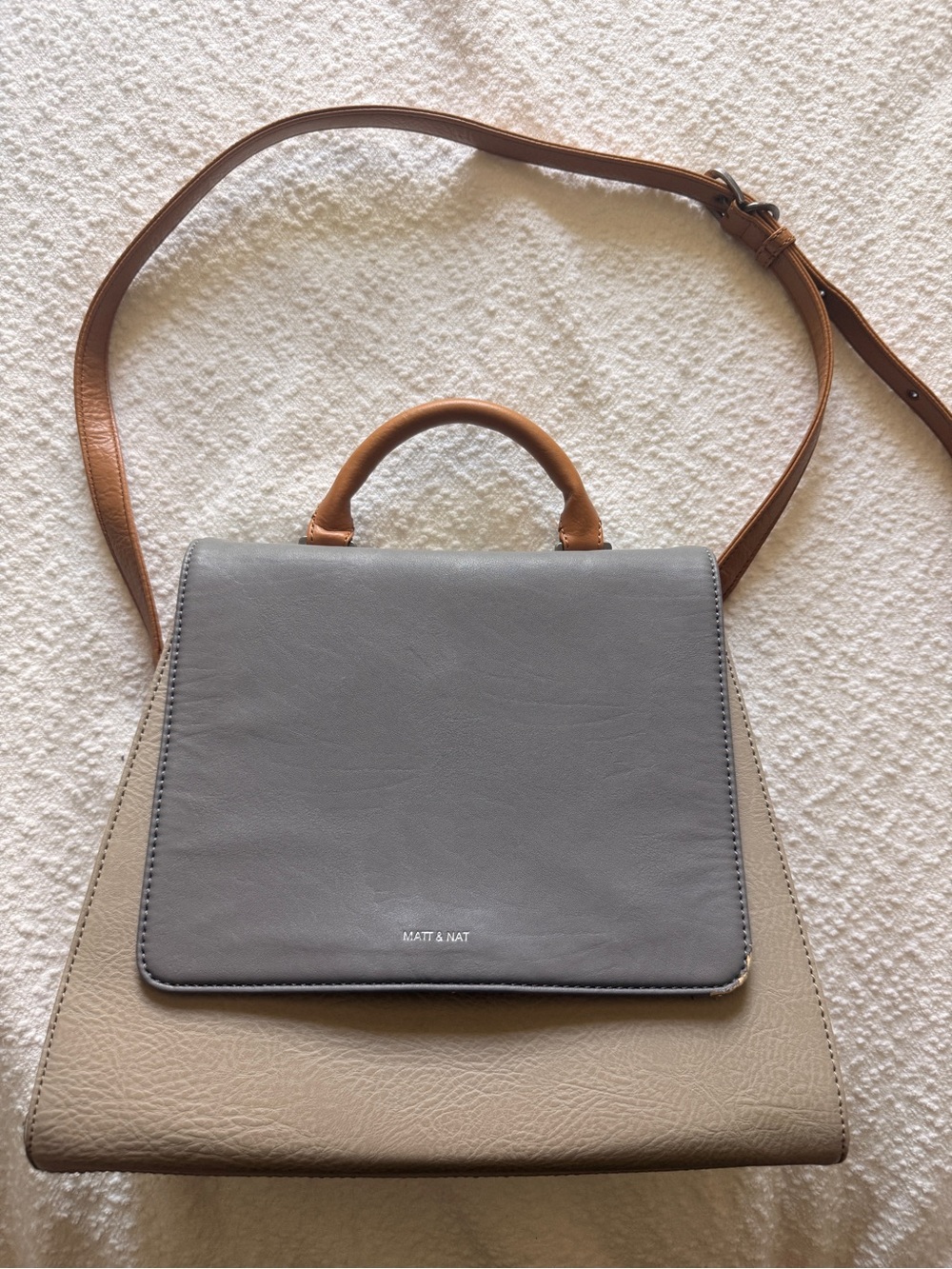 Matt & Nat Gray, Tan & Brown Two-Tone Crossbody Satchel